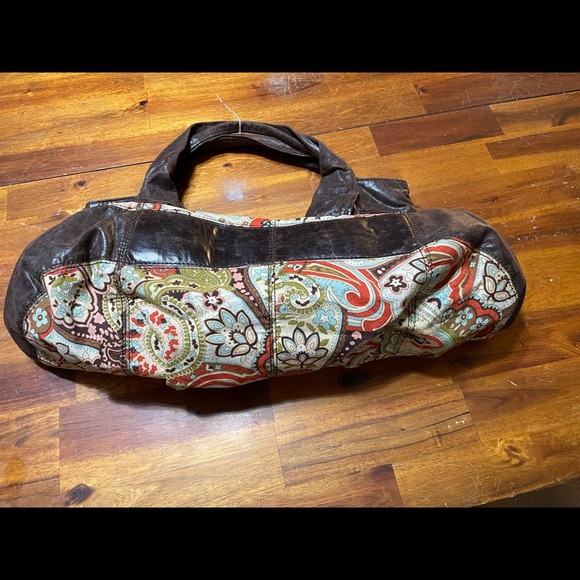 Ebisu distressed leather gently used condition paisley shoulder bag - Picture 3 of 4